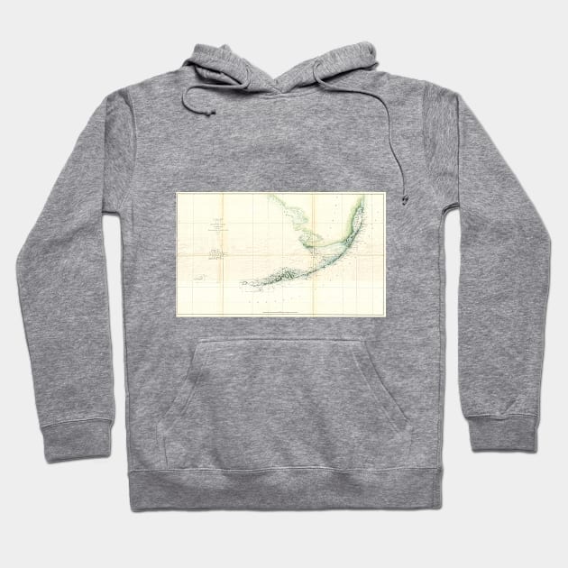 Vintage Map of The Florida Keys (1859) Hoodie by Bravuramedia